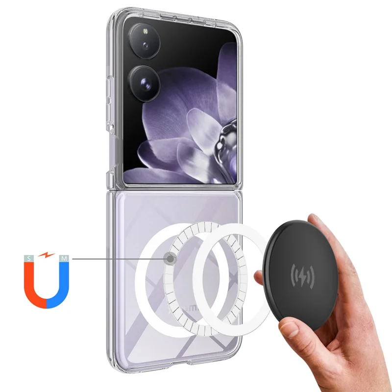 For Xiaomi Mix Flip 2 Clear Phone Magnetic Case TPU + Acrylic Back Cover