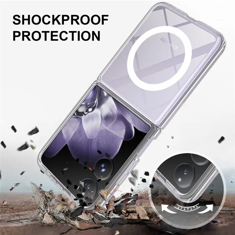 For Xiaomi Mix Flip 2 Clear Phone Magnetic Case TPU + Acrylic Back Cover