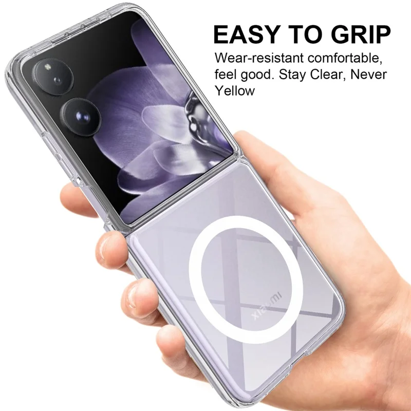 For Xiaomi Mix Flip 2 Clear Phone Magnetic Case TPU + Acrylic Back Cover