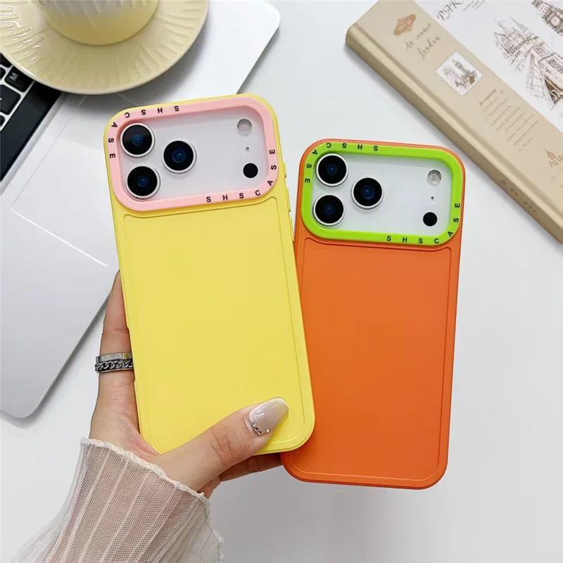 For iPhone 17 Pro TPU Case Contrast Color Lens Frame Shockproof Phone Back Cover - Pink