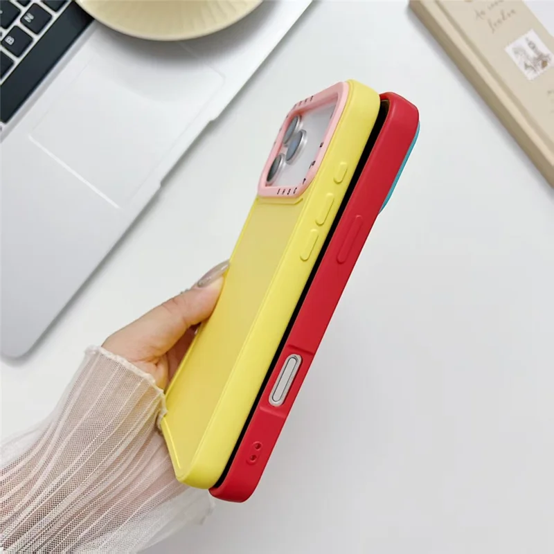 For iPhone 17 Pro TPU Case Contrast Color Lens Frame Shockproof Phone Back Cover - Pink