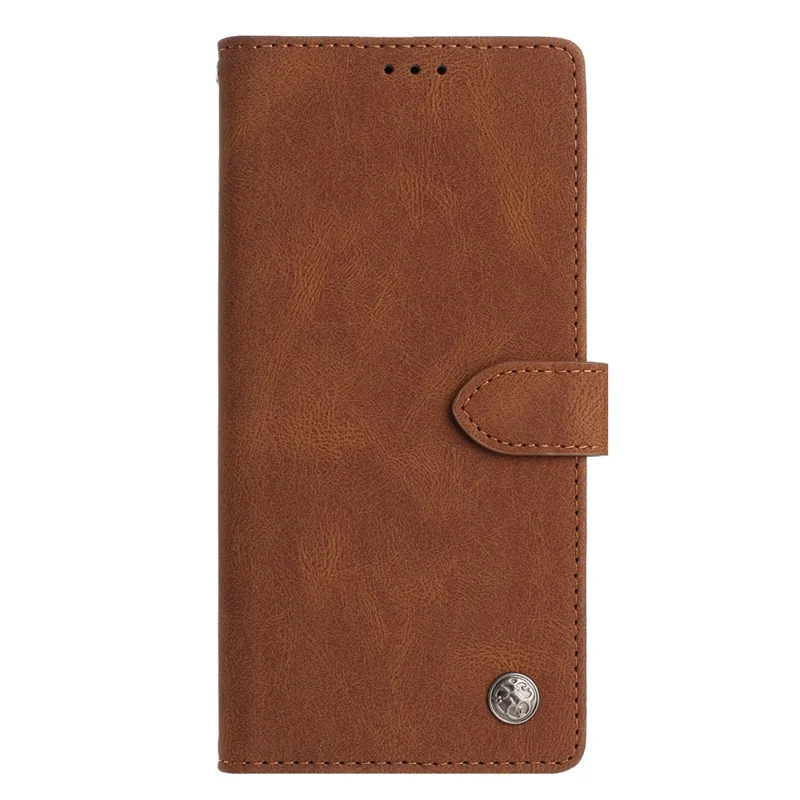 For Xiaomi Redmi Note 14 4G (164.84mm) Leather Case Solid Color Phone Wallet Cover - Brown