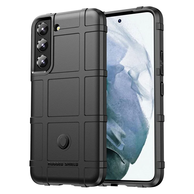 Pour Samsung Galaxy S23 Rugged Square Grid Texture Shockproof TPU Cover Anti-scratch Phone Case - Noir