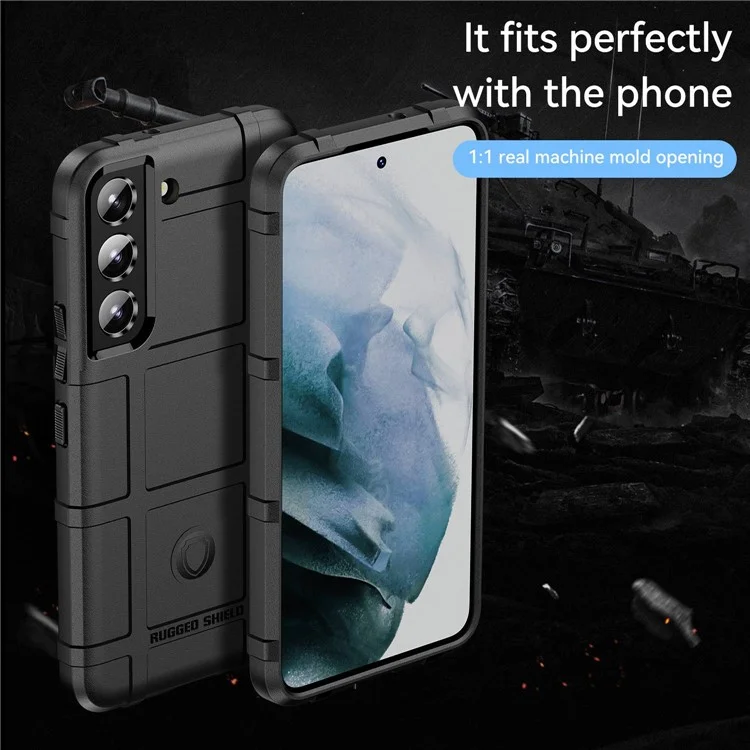 Pour Samsung Galaxy S23 Rugged Square Grid Texture Shockproof TPU Cover Anti-scratch Phone Case - Noir
