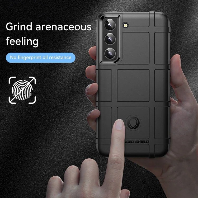 Pour Samsung Galaxy S23 Rugged Square Grid Texture Shockproof TPU Cover Anti-scratch Phone Case - Noir