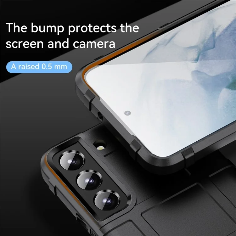 Pour Samsung Galaxy S23 Rugged Square Grid Texture Shockproof TPU Cover Anti-scratch Phone Case - Noir