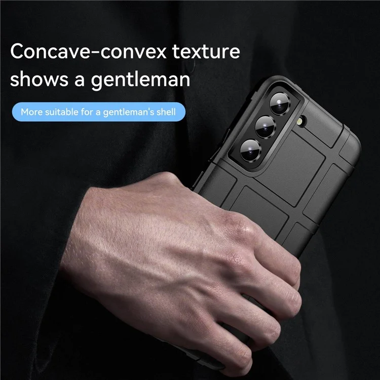 Pour Samsung Galaxy S23 Rugged Square Grid Texture Shockproof TPU Cover Anti-scratch Phone Case - Noir