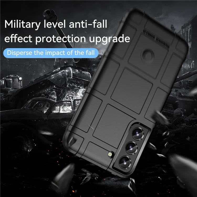 Pour Samsung Galaxy S23 Rugged Square Grid Texture Shockproof TPU Cover Anti-scratch Phone Case - Noir