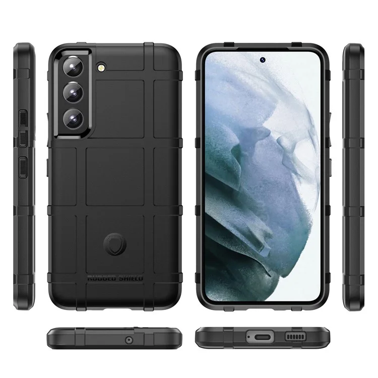 Pour Samsung Galaxy S23 Rugged Square Grid Texture Shockproof TPU Cover Anti-scratch Phone Case - Noir