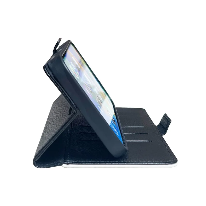 Bulk Purchasing For iPhone 16 Pro Wallet Case DIY Heat Transfer Printing Blank Leather Phone Cover with Stand  /  Litchi Texture