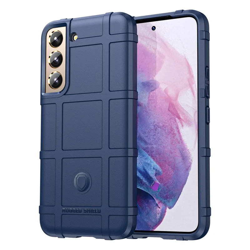 Cover per Samsung Galaxy S23+ Custodia per Telefono Cellulare Robusta con Texture a Griglia Quadrata, Copertura Posteriore in TPU Antiurto - Blu