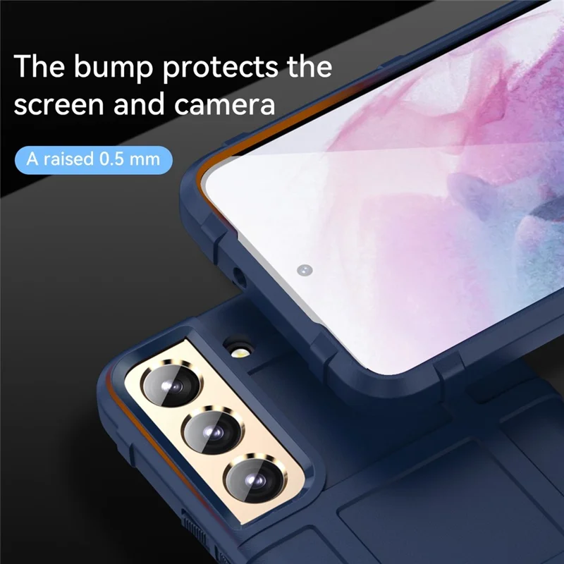 Cover per Samsung Galaxy S23+ Custodia per Telefono Cellulare Robusta con Texture a Griglia Quadrata, Copertura Posteriore in TPU Antiurto - Blu