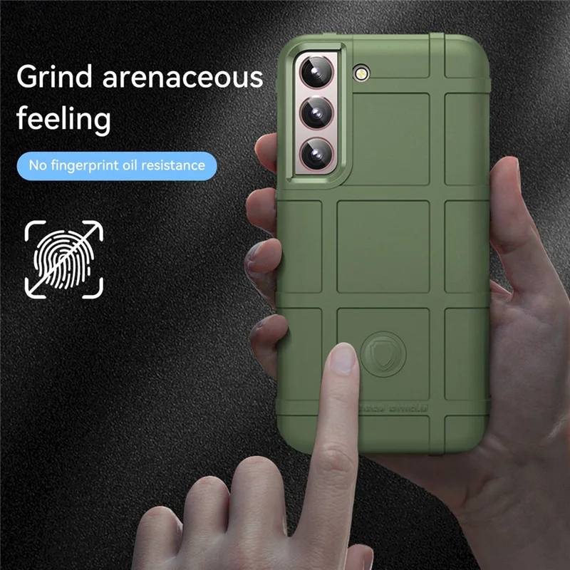 For Samsung Galaxy S23+ Cell Phone Case Rugged Square Grid Texture Drop-proof TPU Back Cover - Green