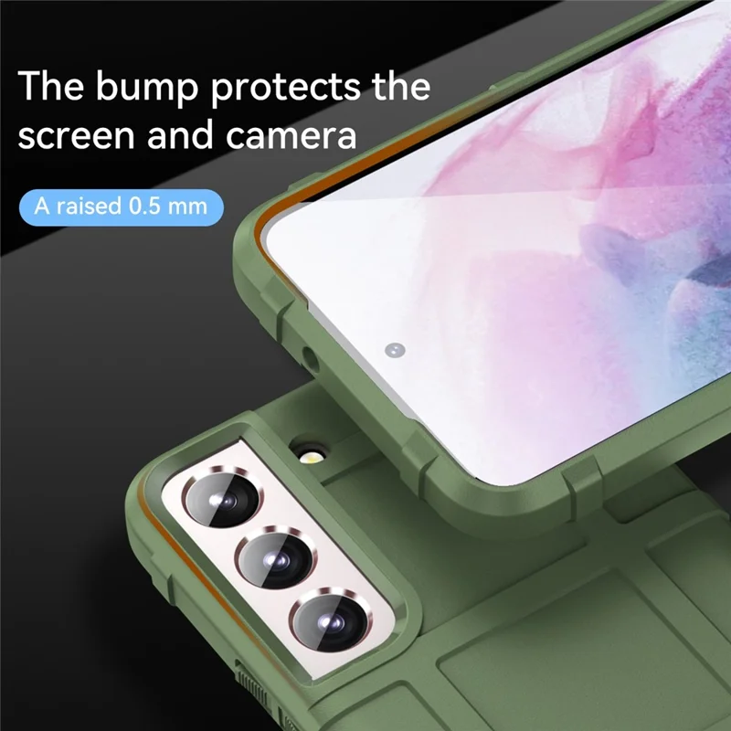 For Samsung Galaxy S23+ Cell Phone Case Rugged Square Grid Texture Drop-proof TPU Back Cover - Green