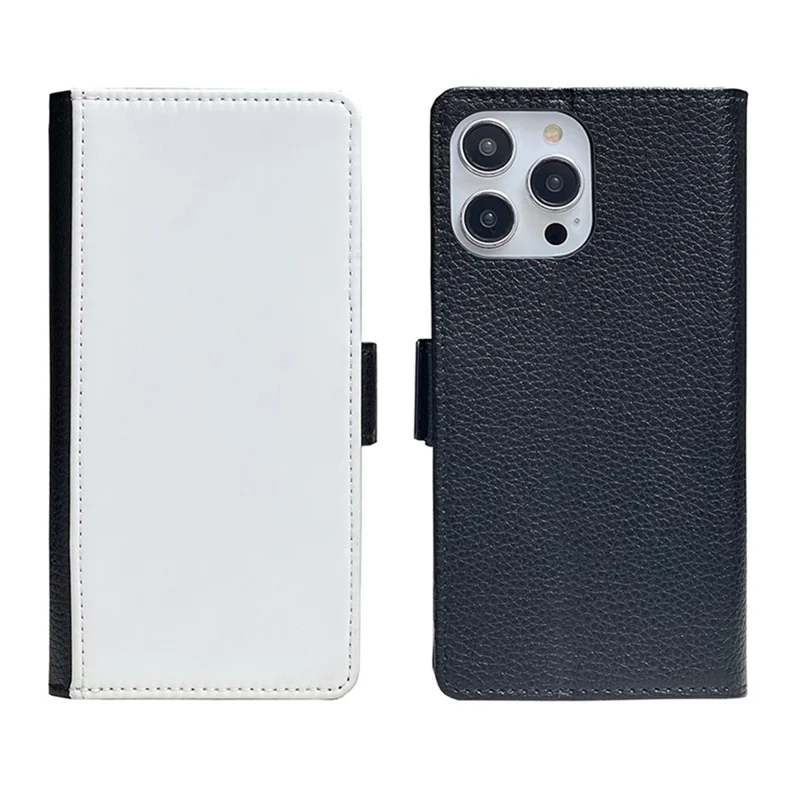 Bulk Purchasing For iPhone 16 Pro Max Wallet Case DIY Heat Transfer Printing Blank Leather Phone Cover with Stand / Litchi Texture