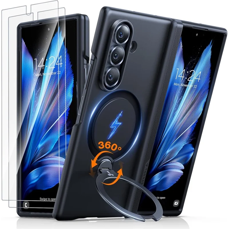 TORRAS Pour Samsung Galaxy Z Fold7 5G Étui Magnétique Rotatif à 360 Degrés avec Support Béquille en PC pour Téléphone