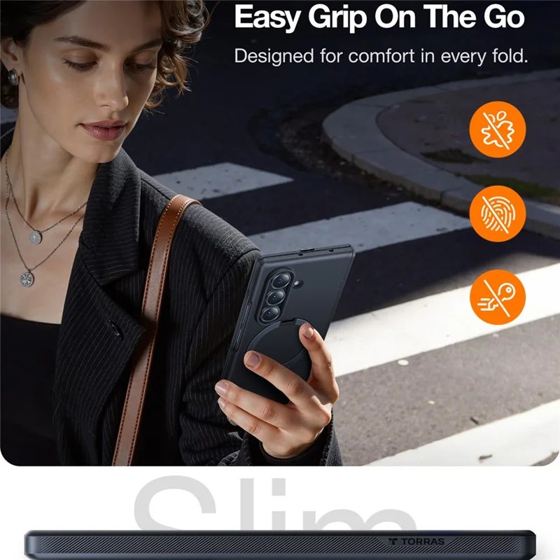 TORRAS Pour Samsung Galaxy Z Fold7 5G Étui Magnétique Rotatif à 360 Degrés avec Support Béquille en PC pour Téléphone