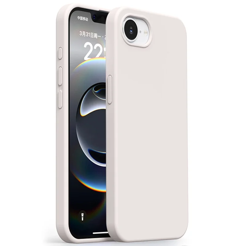 Coque pour iPhone 16e Ultra Fine en Silicone Liquide + PC Anti-Rayures - Blanc Antique