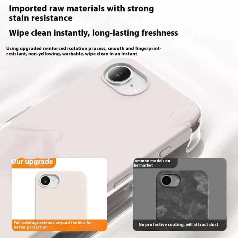 Coque pour iPhone 16e Ultra Fine en Silicone Liquide + PC Anti-Rayures - Blanc Antique