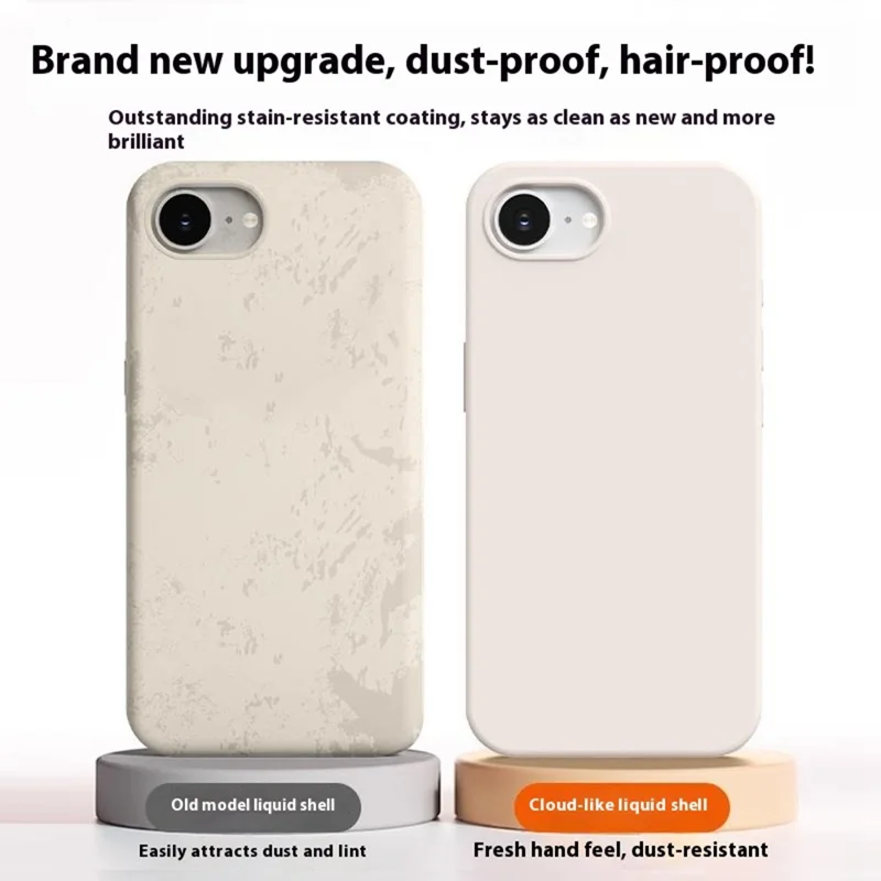 For iPhone 16e Case Ultradunne Vloeibare Silicone + PC Krasbestendige Telefoonhoes - Ijsblauw