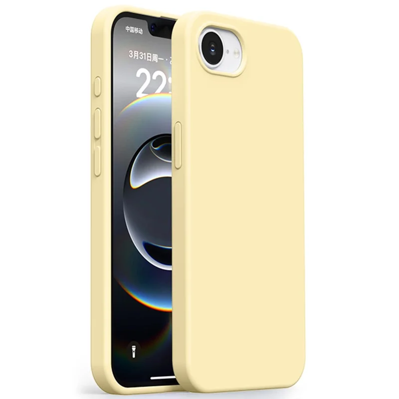 For iPhone 17e / 16e Case Ultra Thin Liquid Silicone + PC Anti-Scratch Phone Cover - Light Yellow
