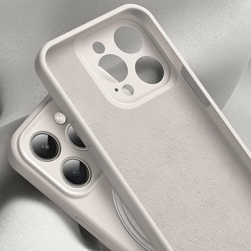 Funda para iPhone 16 Pro Silicona líquida + Cubierta de teléfono de PC con soporte magnético giratorio - Blanco antiguo