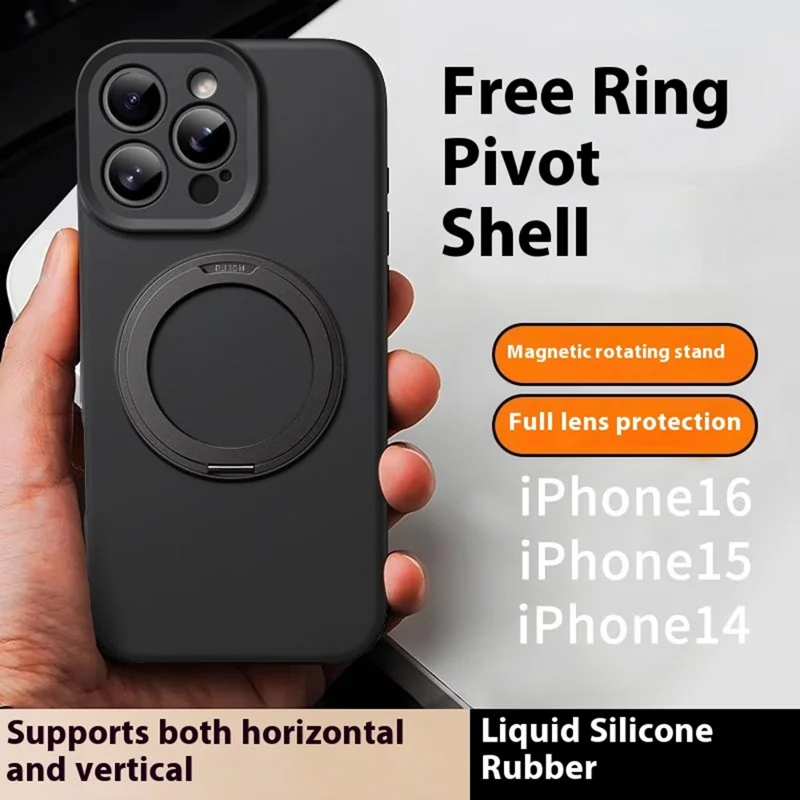 Funda para iPhone 16 Pro Silicona líquida + Cubierta de teléfono de PC con soporte magnético giratorio - Blanco antiguo