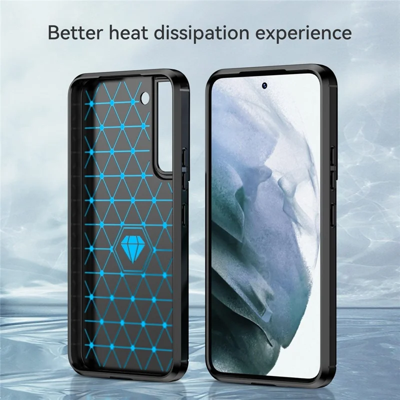 For Samsung Galaxy S23 Shockproof Case Anti-Drop Flexible TPU Phone Back Cover Brushed Carbon Fiber Texture Cell Phone Case - Black