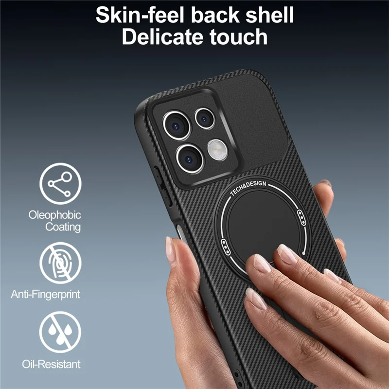 Funda para Xiaomi Redmi Note 13 5G con Soporte y Textura de Fibra de Carbono, Carcasa de PC + TPU para Móvil - Negro