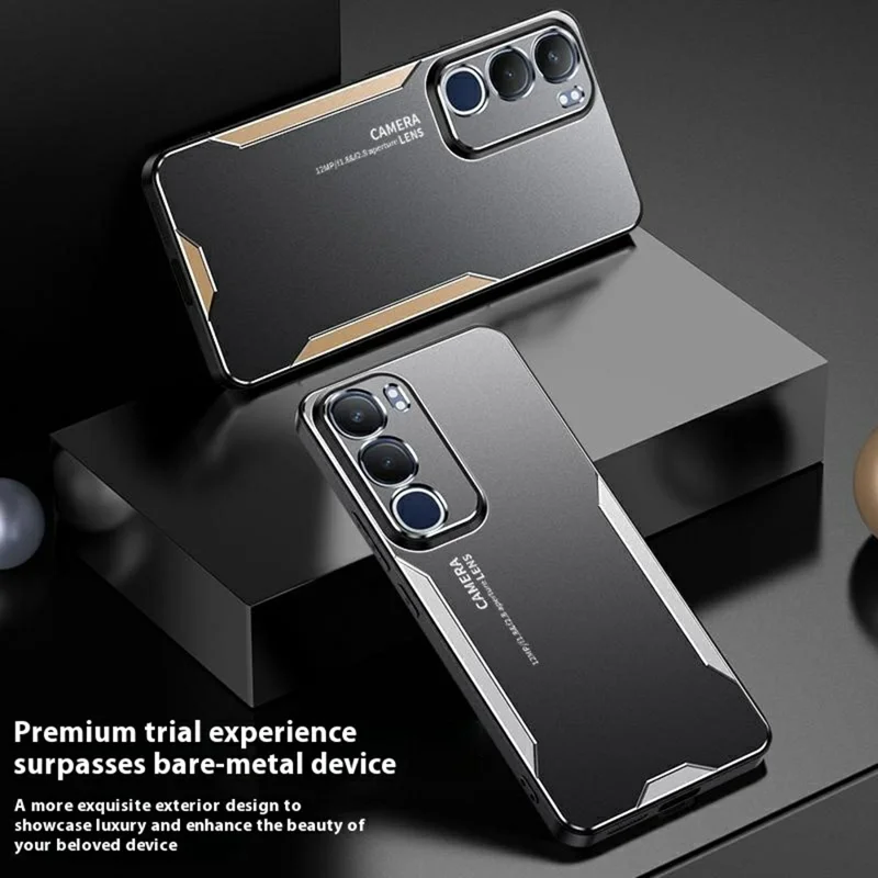 Étui pour téléphone vivo Y50 en alliage d'aluminium TPU PC - Bleu - Or