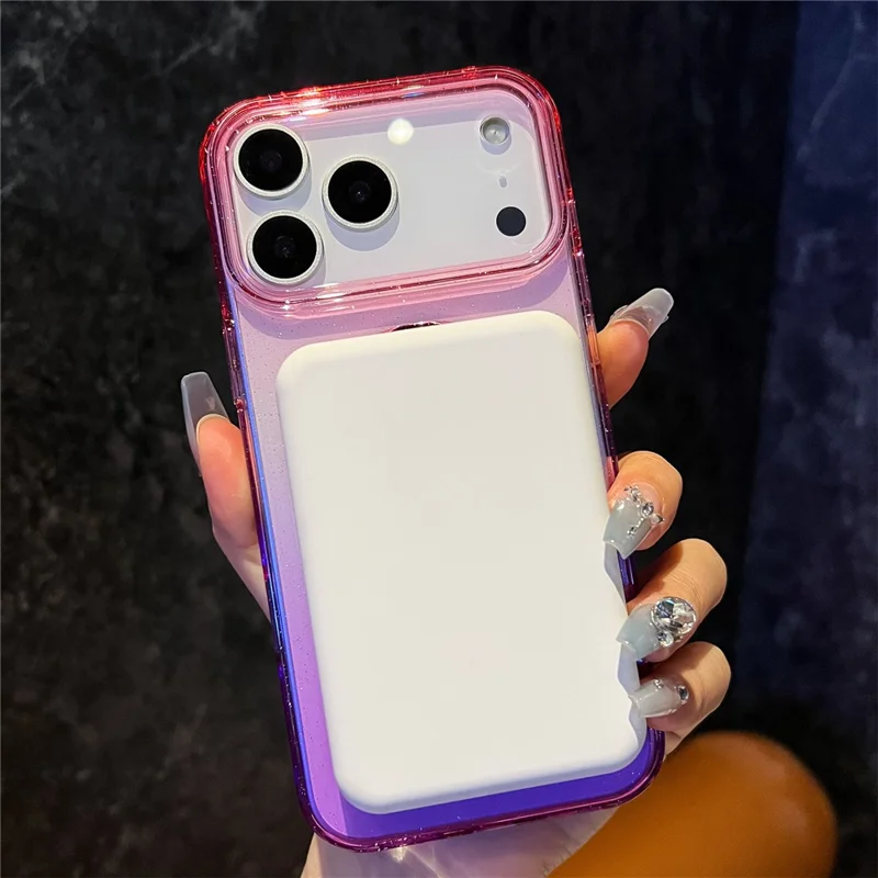 Custodia per iPhone 17 Pro Max Glitter PC + TPU Specchio Trasparente Supporto con Compatibile con MagSafe - Viola / Giallo