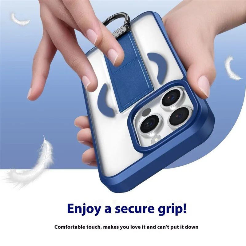 For iPhone 15 Pro Magnetic Case with Folding Kickstand / Ring Holder TPU + PC Phone Back Cover - Blue