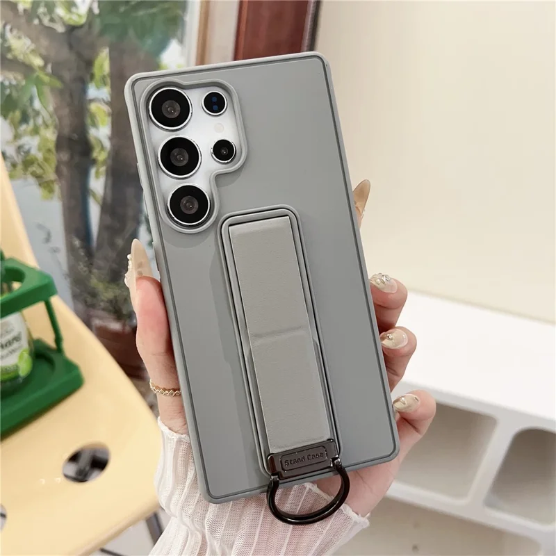 Cover per Samsung Galaxy S24 Ultra con Supporto / Anello di Fissaggio in TPU e PC - Grigio