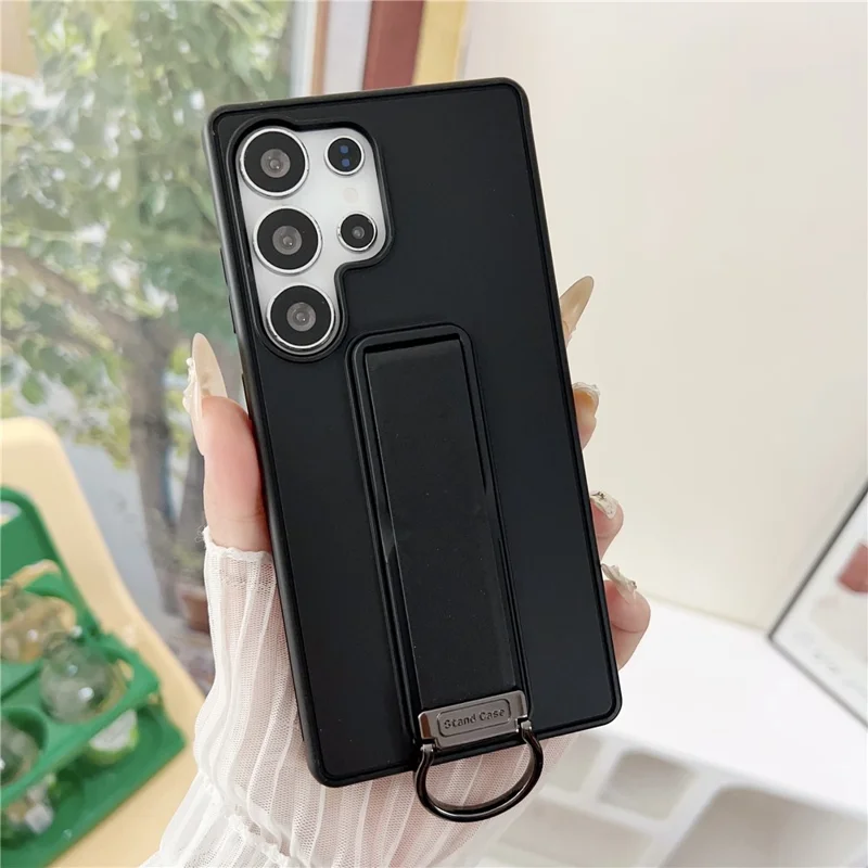 For Samsung Galaxy S24 Ultra Case with Kickstand / D-Ring Holder TPU PC Phone Back Cover - Black