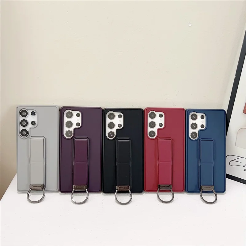 For Samsung Galaxy S24 Ultra Case with Kickstand / D-Ring Holder TPU PC Phone Back Cover - Black