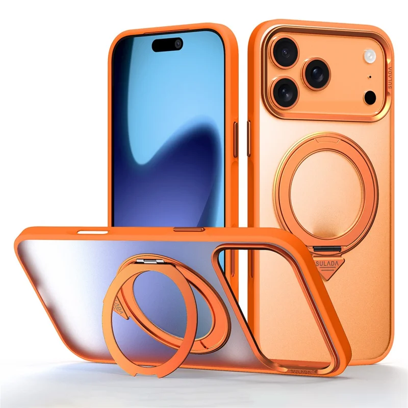 SULADA per iPhone 17 Pro Cover Magnetica Custodia Anti-Impronte Opaca TPU + PC con Supporto - Arancione