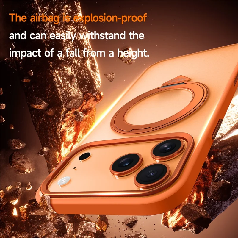 SULADA per iPhone 17 Pro Cover Magnetica Custodia Anti-Impronte Opaca TPU + PC con Supporto - Arancione