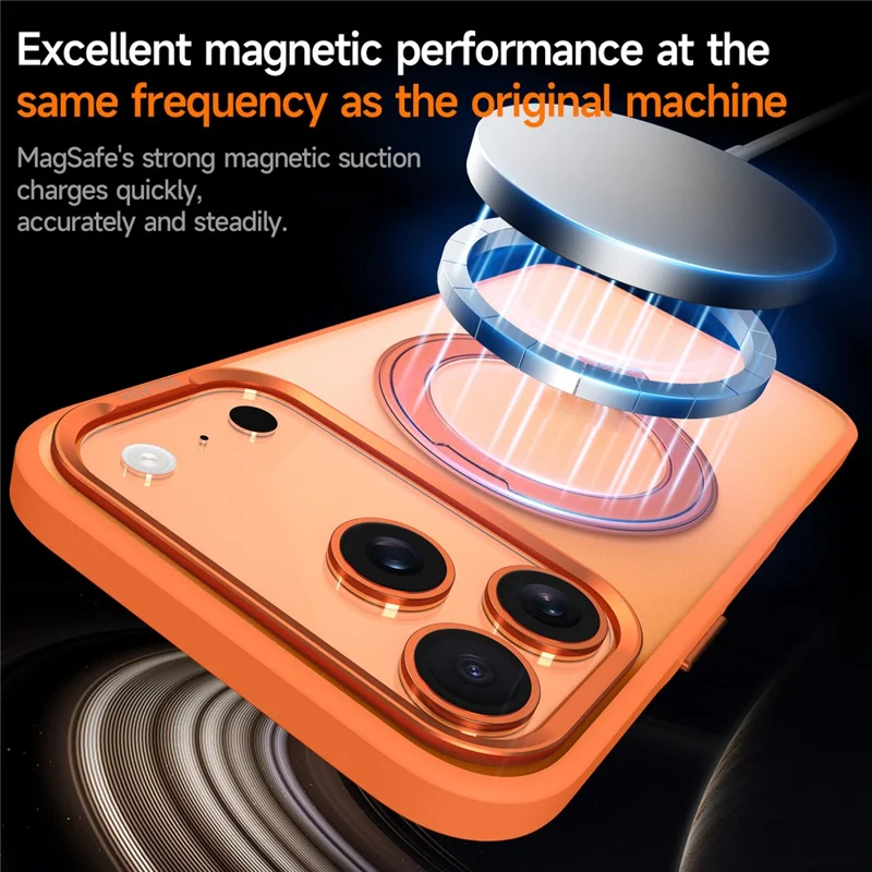 SULADA per iPhone 17 Pro Cover Magnetica Custodia Anti-Impronte Opaca TPU + PC con Supporto - Arancione