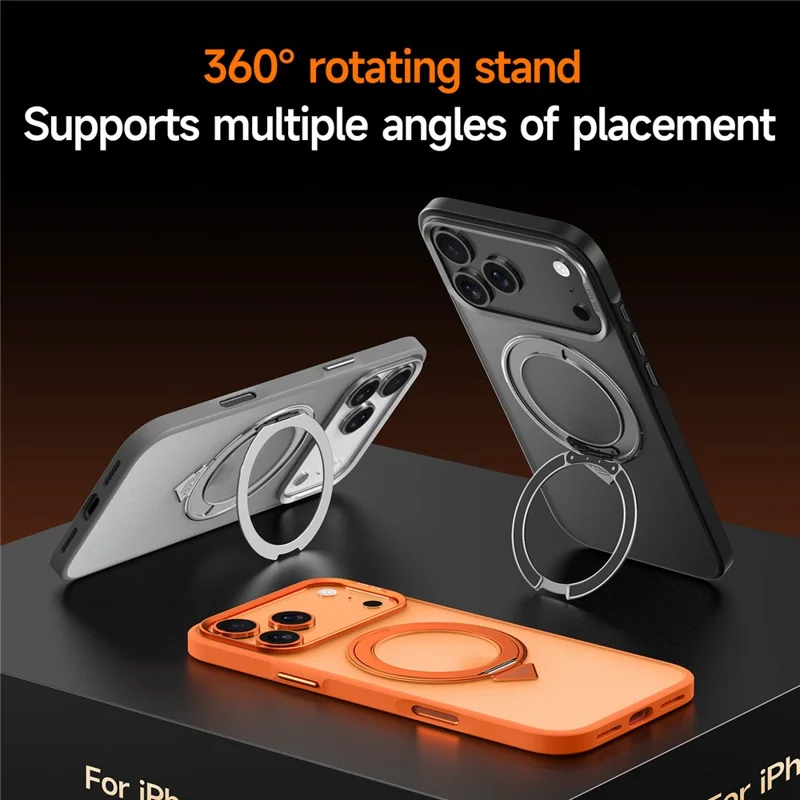 SULADA per iPhone 17 Pro Cover Magnetica Custodia Anti-Impronte Opaca TPU + PC con Supporto - Arancione