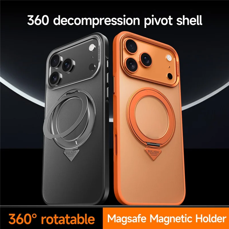 SULADA per iPhone 17 Pro Cover Magnetica Custodia Anti-Impronte Opaca TPU + PC con Supporto - Arancione