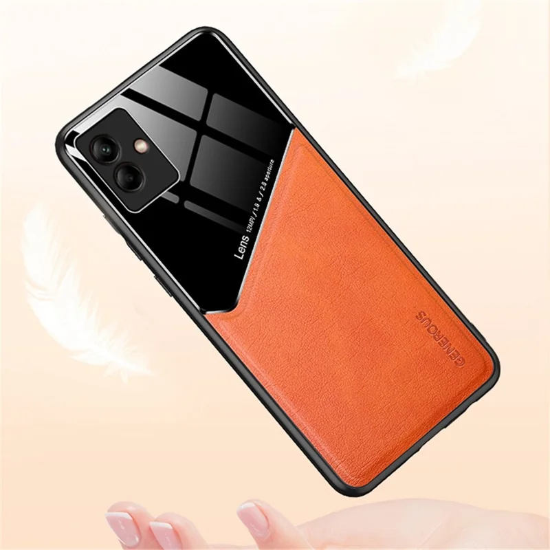 For Samsung Galaxy A04 4G (164.4 x 76.3 x 9.1 mm) Phone Shell, Scratch Resistant TPU + PC + Textured PU Leather Coating Protective Case Phone Cover Support Magnetic Car Mount - Blue