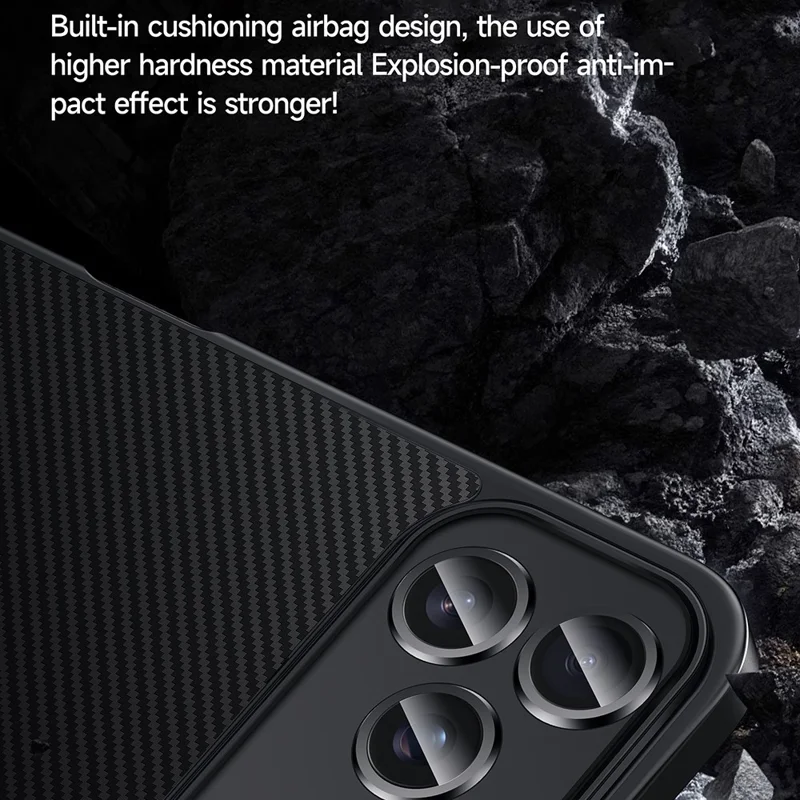 Funda SULADA para iPhone 17 Pro Compatible con MagSafe, Marco de Lente Metálico, Carcasa de Teléfono PU+TPU - Negro
