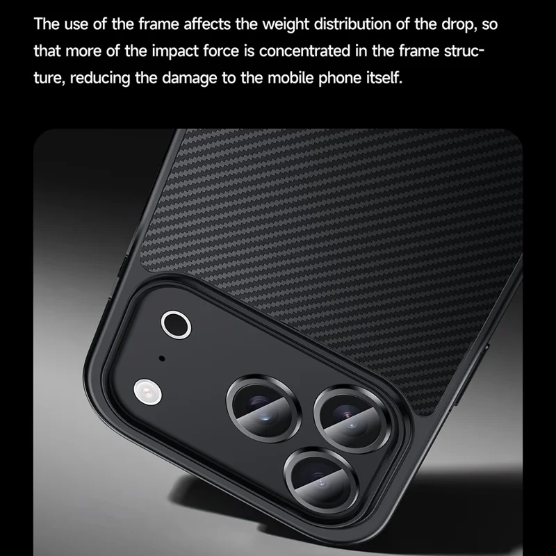 Funda SULADA para iPhone 17 Pro Compatible con MagSafe, Marco de Lente Metálico, Carcasa de Teléfono PU+TPU - Negro