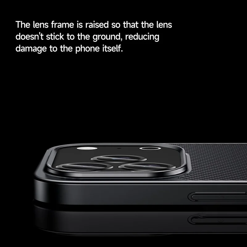 Funda SULADA para iPhone 17 Pro Compatible con MagSafe, Marco de Lente Metálico, Carcasa de Teléfono PU+TPU - Negro