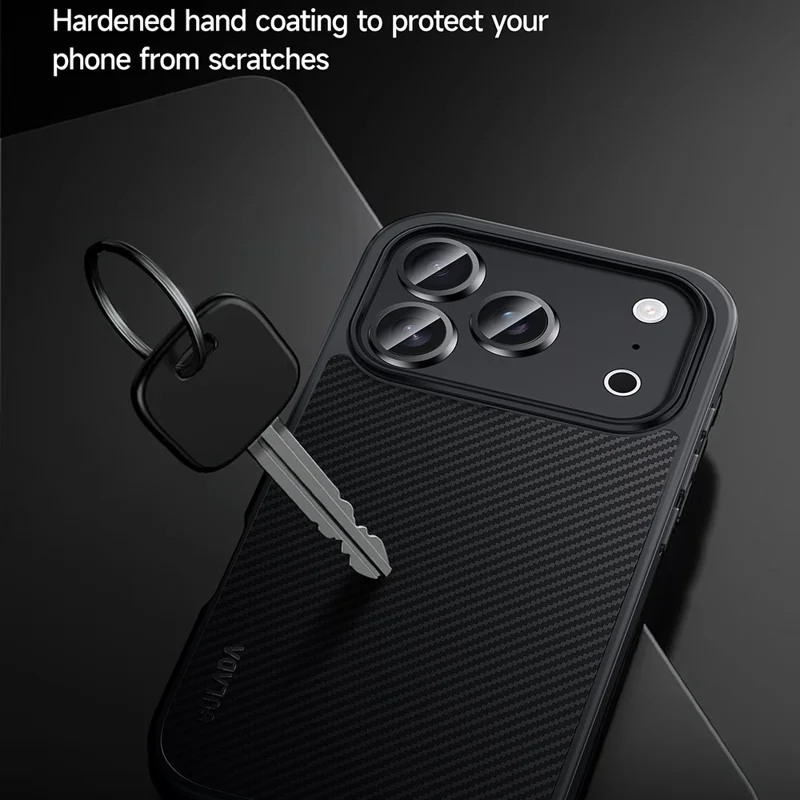 Funda SULADA para iPhone 17 Pro Compatible con MagSafe, Marco de Lente Metálico, Carcasa de Teléfono PU+TPU - Negro