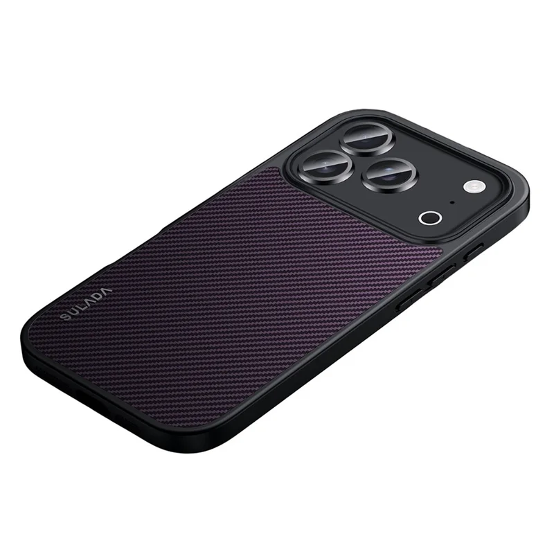 SULADA For iPhone 17 Pro Case Compatible with MagSafe Metal Lens Frame PU+TPU Phone Cover - Purple