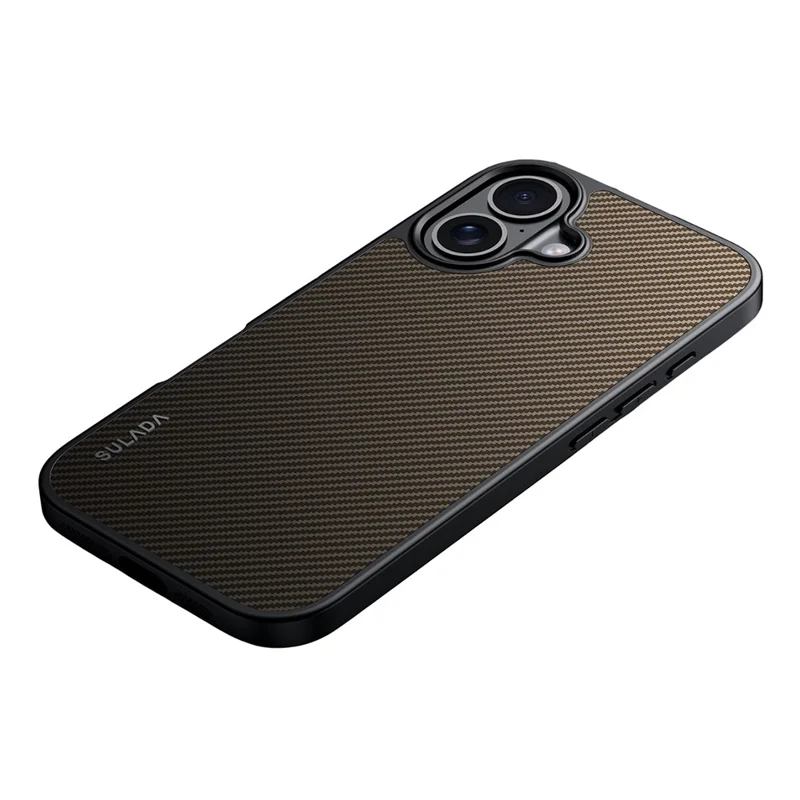 SULADA For iPhone 17 Case Compatible with MagSafe Metal Lens Frame PU+TPU Phone Cover - Brown