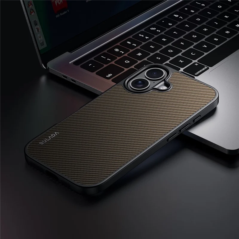 SULADA For iPhone 17 Case Compatible with MagSafe Metal Lens Frame PU+TPU Phone Cover - Brown