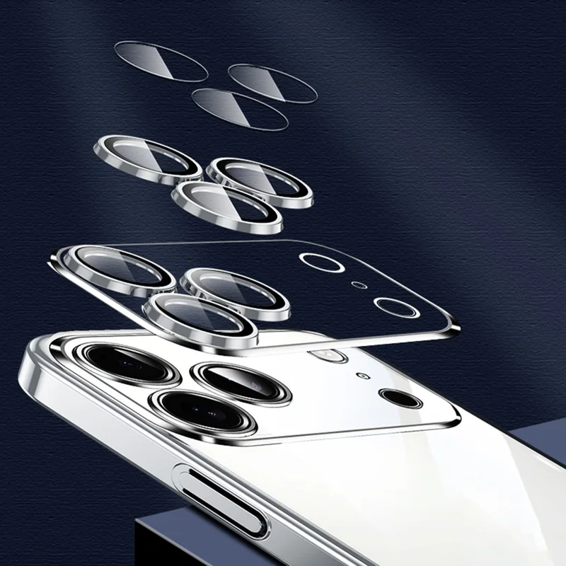 SULADA JINGJIA Series For iPhone 17 Pro Case Electroplating Hard PC Clear Phone Case with Lens Film - Silver