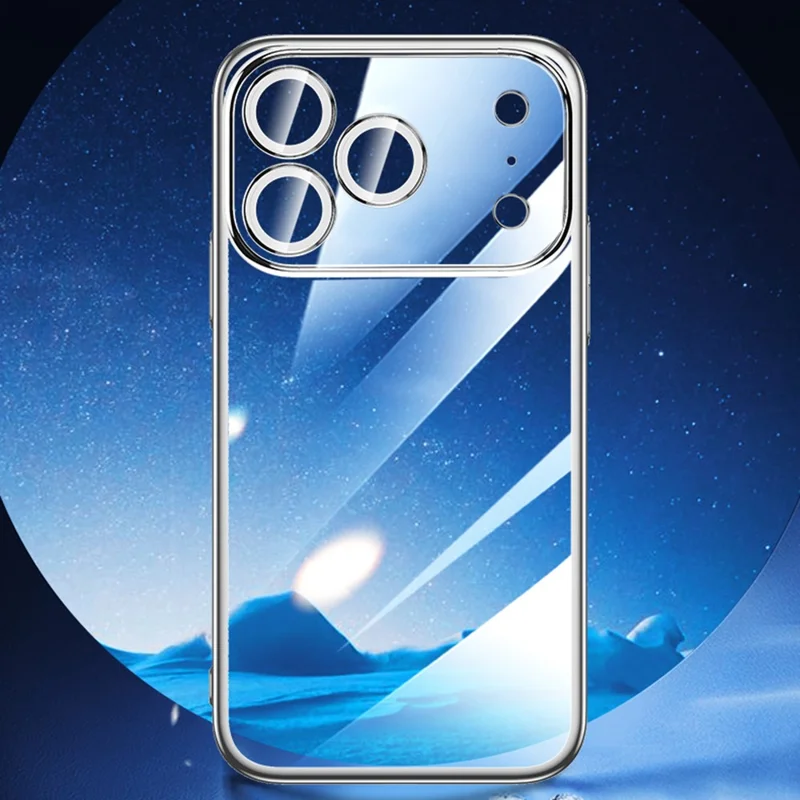 SULADA JINGJIA Series For iPhone 17 Pro Case Electroplating Hard PC Clear Phone Case with Lens Film - Silver